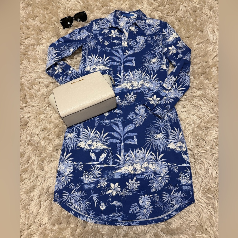 💙 Brand New Ladies Size Small J. McLaughlin Blue and White Print Dress 💙